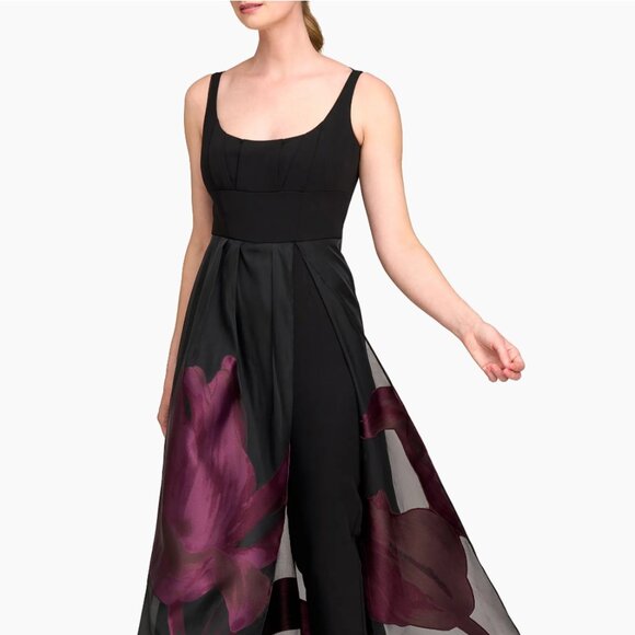 Kay Unger Mave Walk Though Jumpsuit Gown Fig Black 10 NWT $428 - Picture 4 of 13